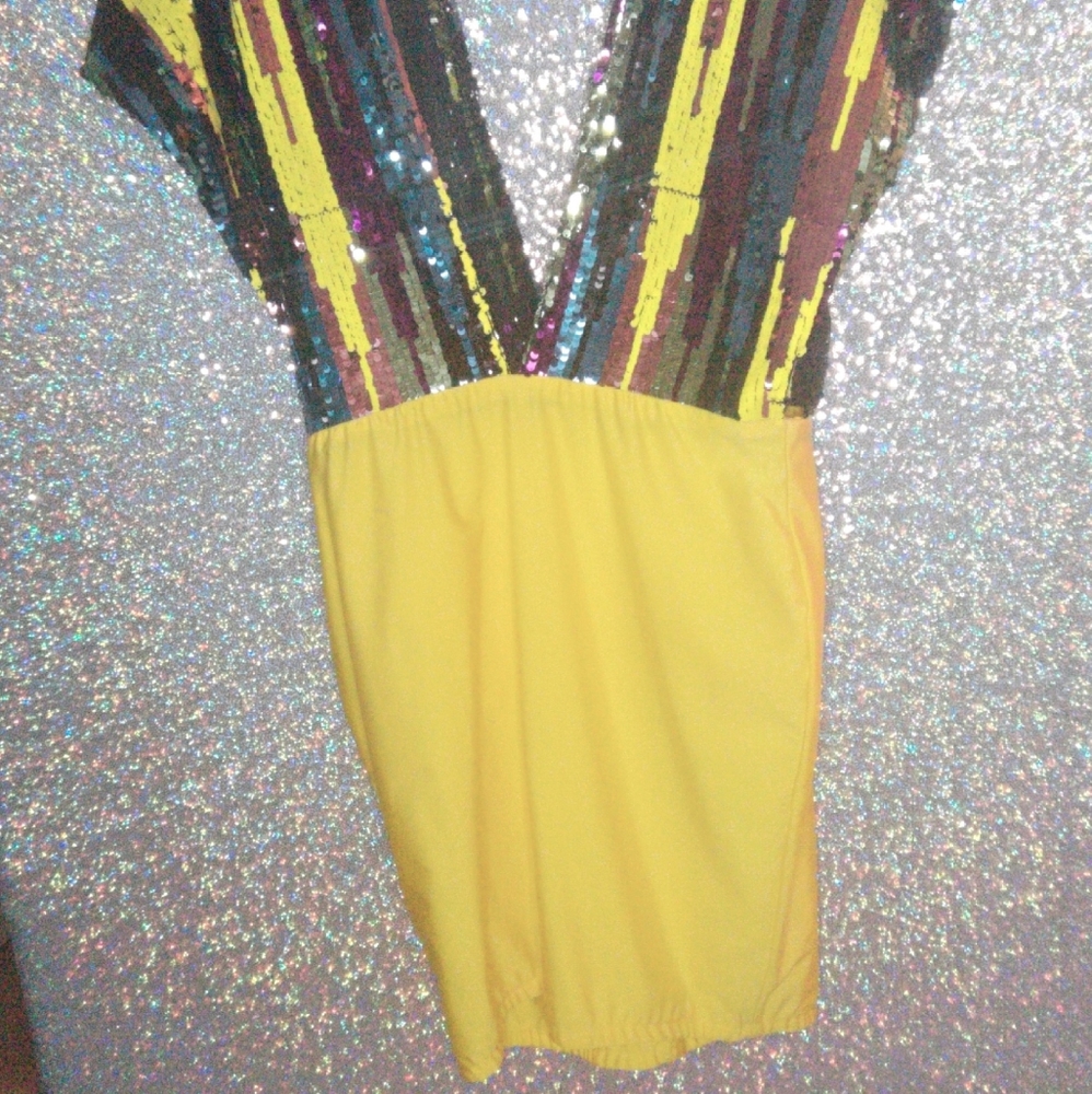 Custom Angel Brinks Party Dress size Large yellow Multi color - Picture 5 of 5